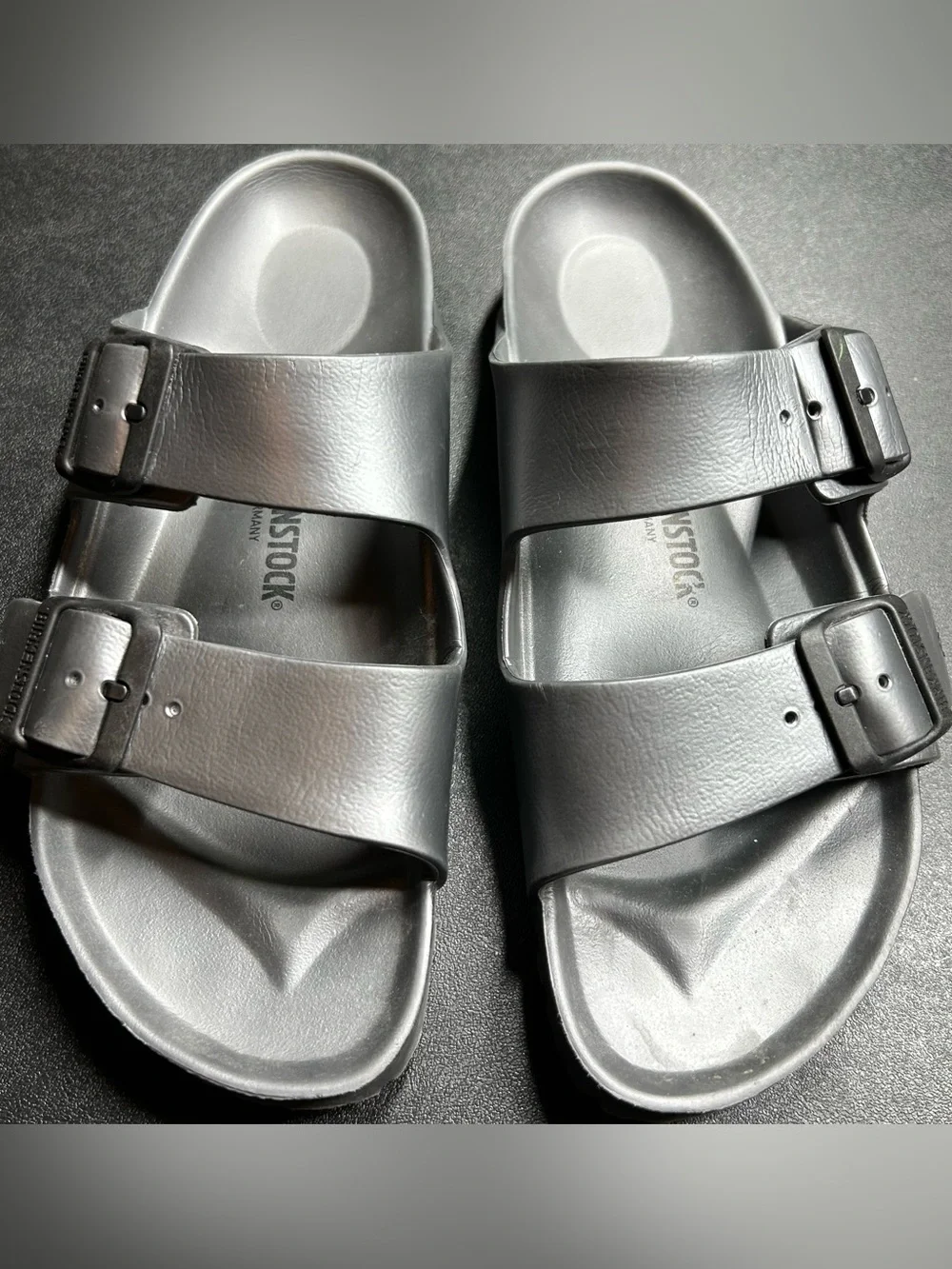 Birkenstock Size EU 40 US 9-9.5 Arizona Gray Rubber Slip-Ons Slides Sandals